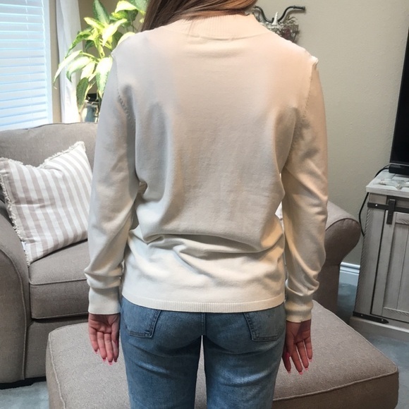 Allison Daley Ribbed Knit Sweater Size Large Cream Pullover - Picture 4 of 11